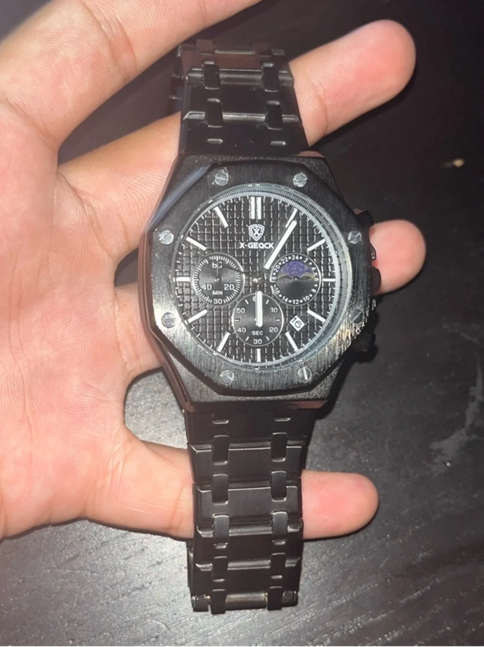 Black Men's Multifunction Stainless Steel Watch